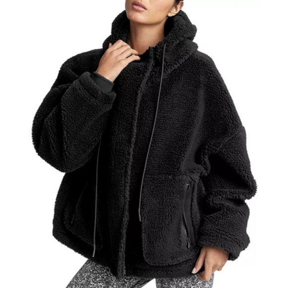 Varley Black Montalvo Sherpa Faux Fur Full Zip Jacket Women's Size Small